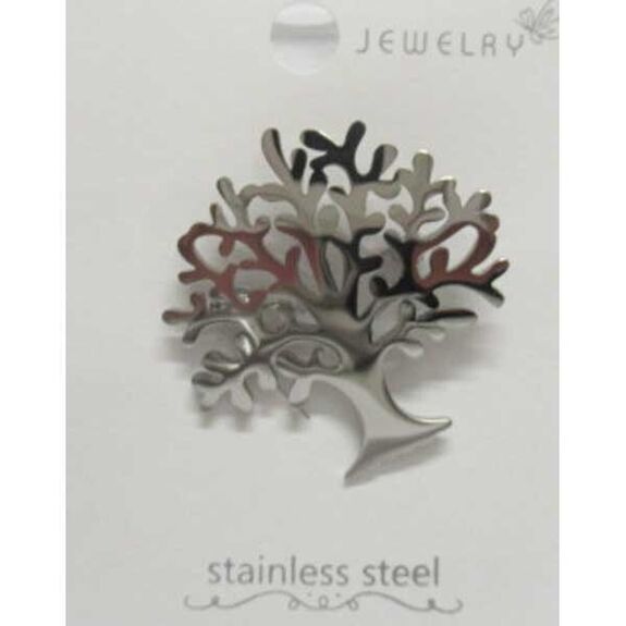 bijoux broche arbre de vie acier inoxydable