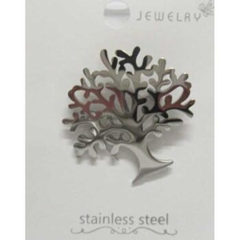 bijoux broche arbre de vie acier inoxydable
