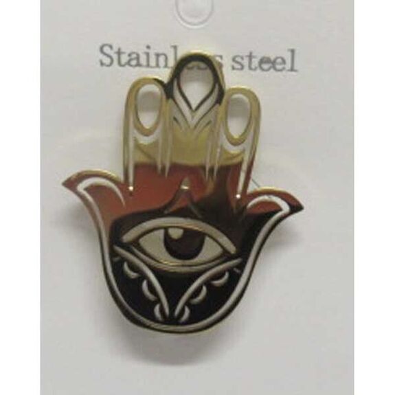 bijoux broche main et oeil acier inoxydable