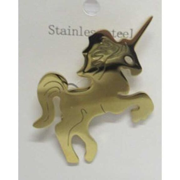 golden unicorn brooch in steel