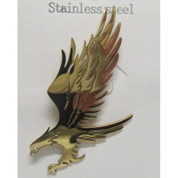bijoux broche aigle acier dore