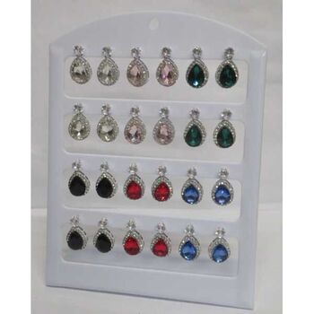 boucles d'oreilles ovale cristal couleur entoure strass