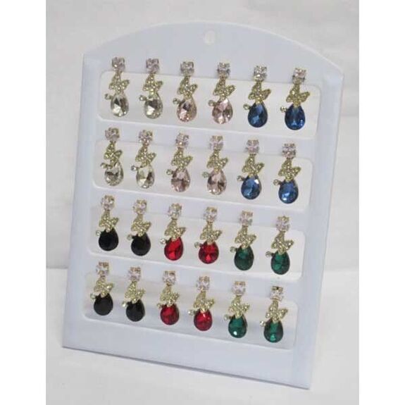 teardrop-colored crystal butterfly earrings