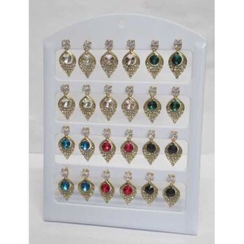 boucles d'oreilles feuille strass cristal couleur