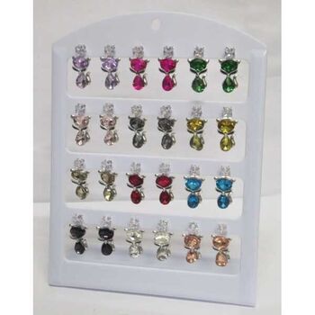 boucles d'oreilles chat argente en couleur
