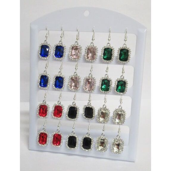 boucles d'oreilles cristal geometrique couleur