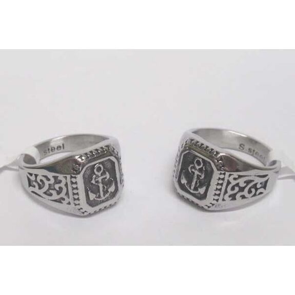 bague chevalière ancre marine
