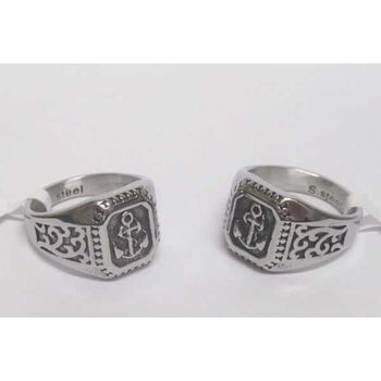 bague chevalière ancre marine