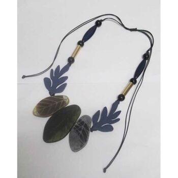 Jewelry necklace cord wood leaf
