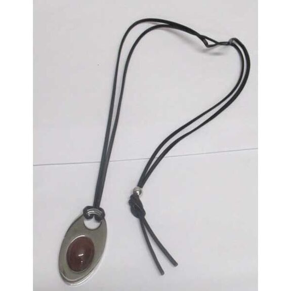 Jewelry pendant metal board brown stone