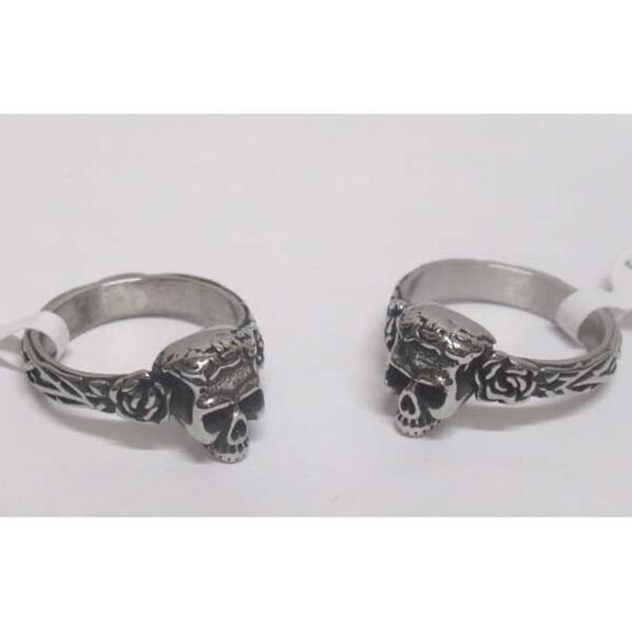 steel skull wedding ring