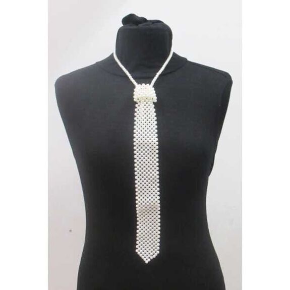 collier cravate perle