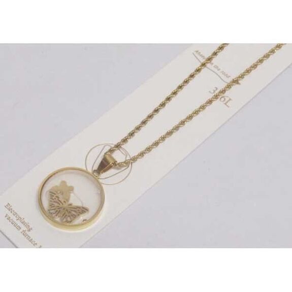 bijoux papillon dans medaillon transparent