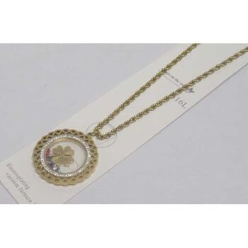 jewelry necklace clover in circle with rosette