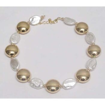 gold and mother-of-pearl pebble necklace