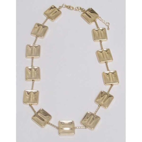 golden rectangular metal necklace