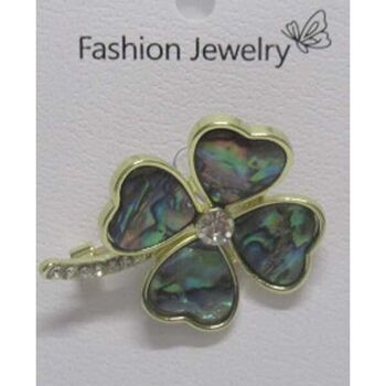 mother-of-pearl clover brooch jewelry