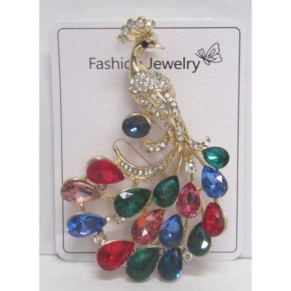 peacock rhinestone brooch color