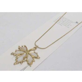 bijoux pendentif feuille erable acier doré
