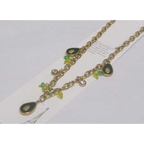 bijoux collier breloques email vert en acier