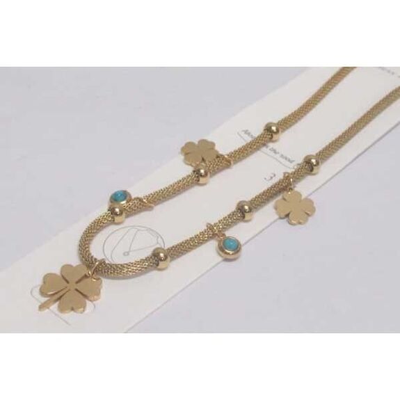 bijoux trefle acier maille tube