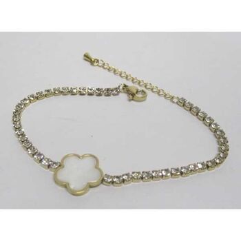 jewelry bracelet rhinestone clover mother-of-pearl stainless steel