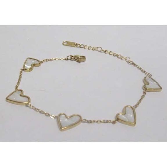 bracelet coeur nacre acier dore