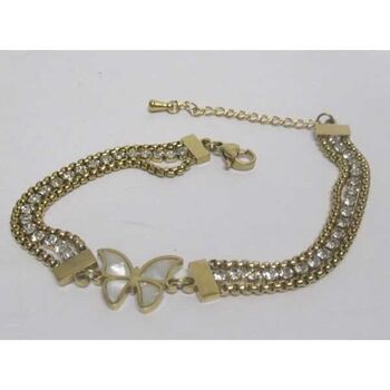 jewelery bracelet butterflies crystal golden steel