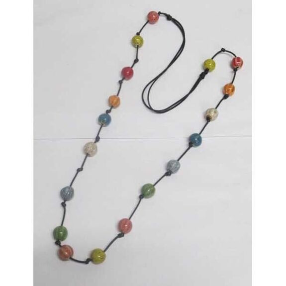 Bijoux sautoir boule à rayure