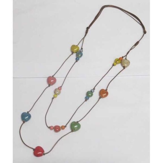Double heart ceramic necklace jewelry
