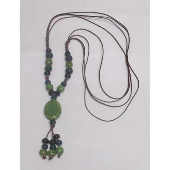bijoux sautoir pendentif céramique en vert