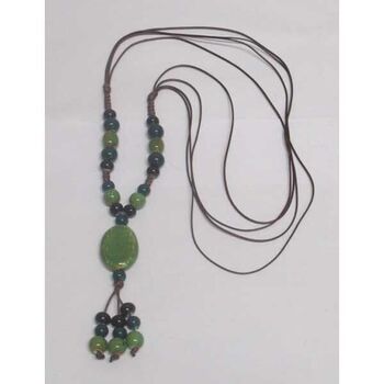 bijoux sautoir pendentif céramique en vert