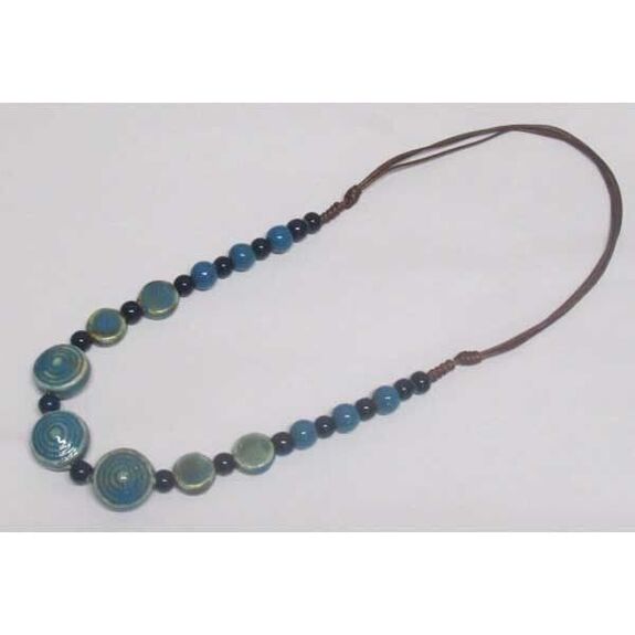 blue pebble ceramic chain necklace