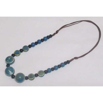 blue pebble ceramic chain necklace