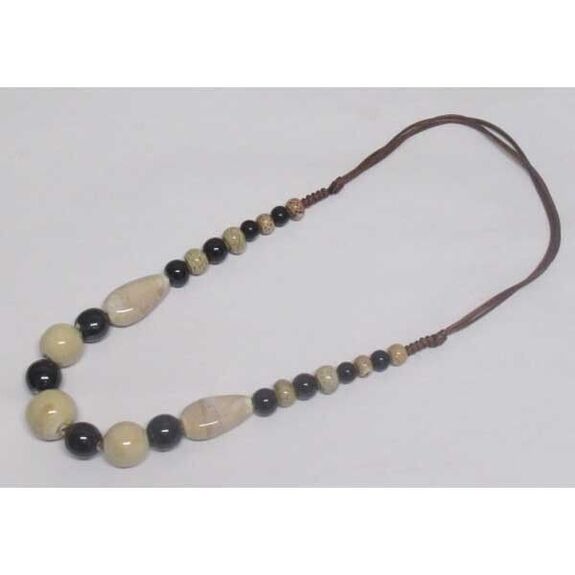 bijoux boule céramique beige noir