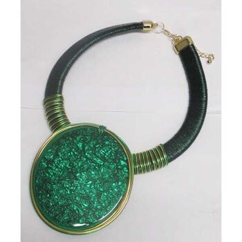 bijoux collier galette en vert