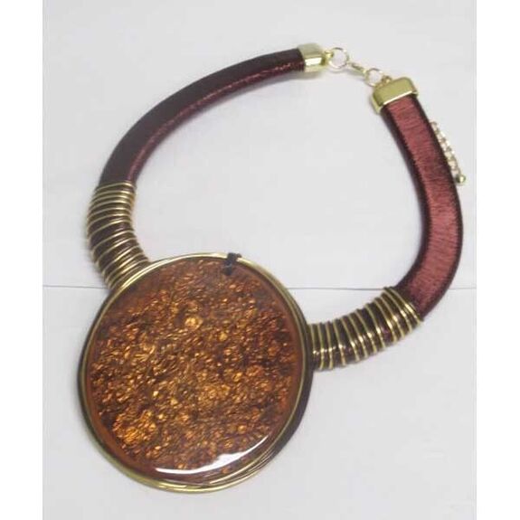 jewelry necklace large brown circle