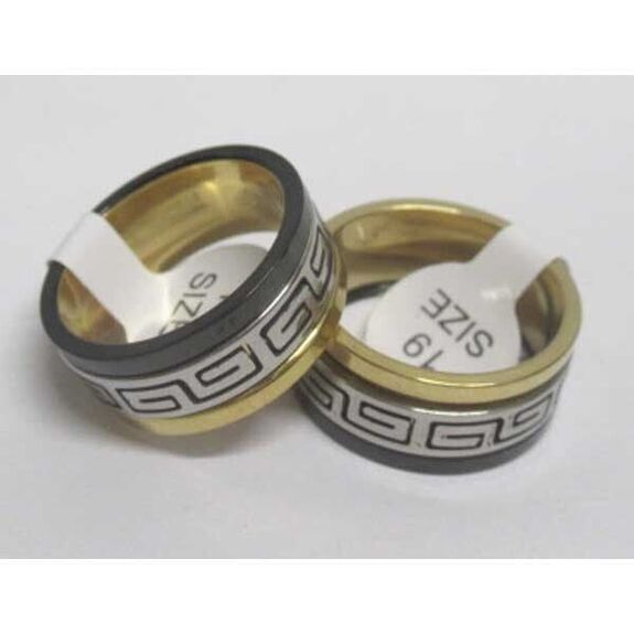 bague homme noir argente doré acier inoxydable