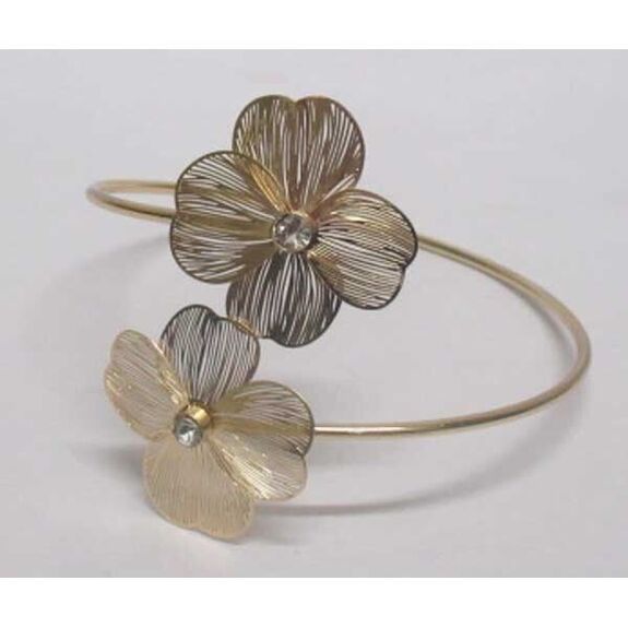 Gold flower petal cuff bracelet