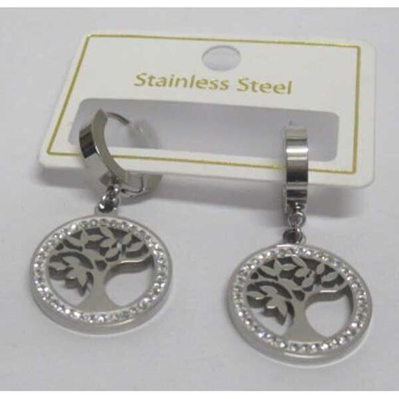 Mini silver tree of life earrings stainless steel