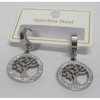 Mini boucles d'oreilles arbre de vie argente acier inoxydable