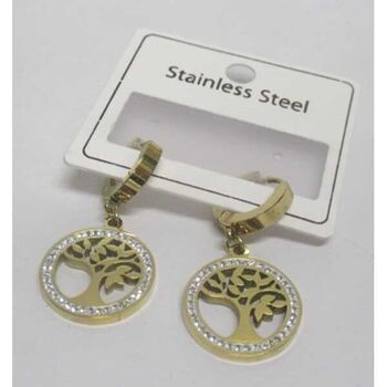 Bijoux fines boucles d'oreilles arbre de vie acier doré