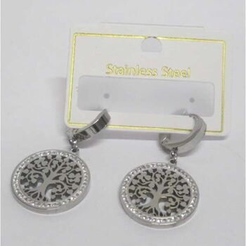 boucle oreille arbre de vie acier Eileen