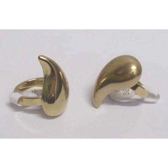 bague femme larme acier doré