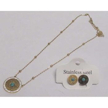 bijoux set collier acier mandala turquois