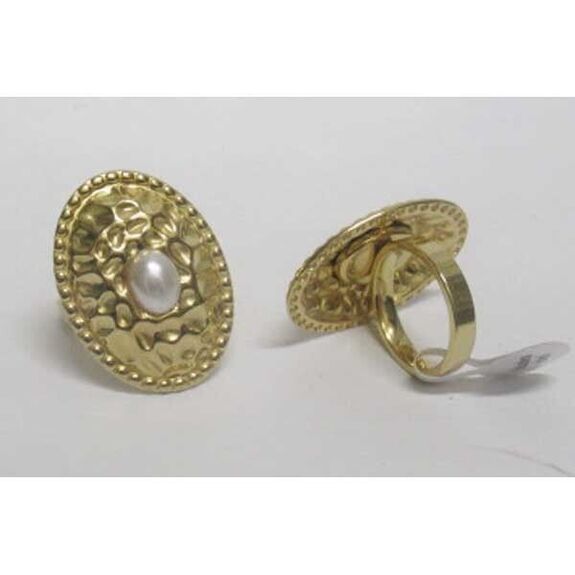 bague femme carapace perle en acier