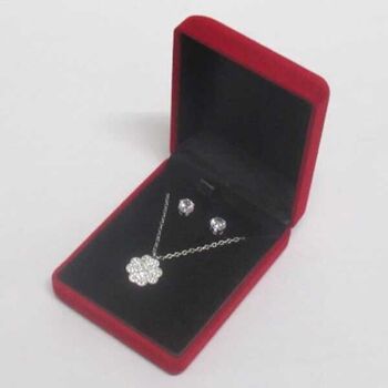 collier boucles d'oreilles avec pendant trefle acier