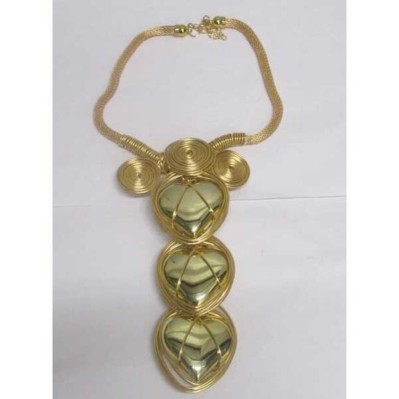 collier longue traine coeurs doré