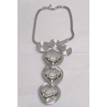 Long train of silver 3 hearts jewelry