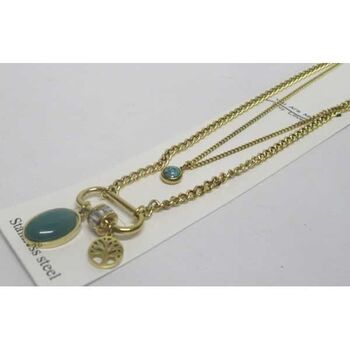 bijoux double chaine pince nourrice arbre de vie en acier doré inoxydable
